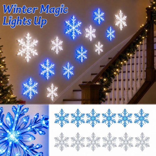 Led snowflake wall lights set - led,